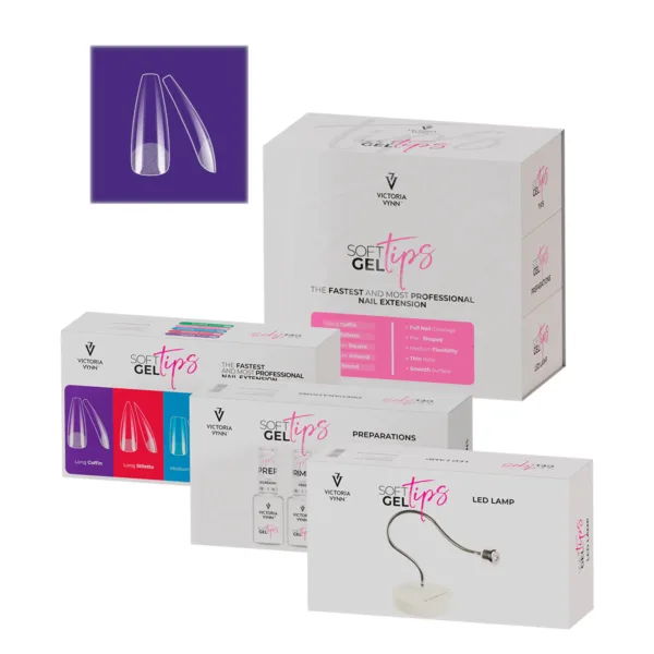 Victoria Vynn Soft Gel Tips Long Coffin Complete Kit with LED Lamp